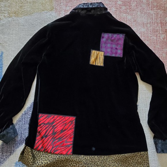 Max & Mabel Patchwork Velvet Shirt Tunic Vintage - Picture 2 of 4
